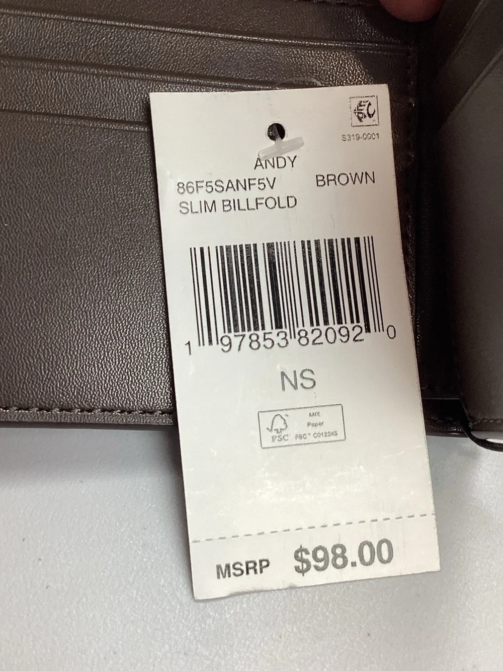 Michael Kors Andy Slim Billfold Wallet Brown Leather New in Box Retail $98